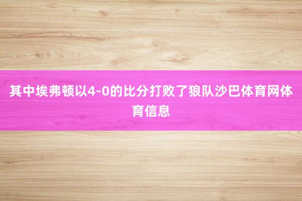 其中埃弗顿以4-0的比分打败了狼队沙巴体育网体育信息