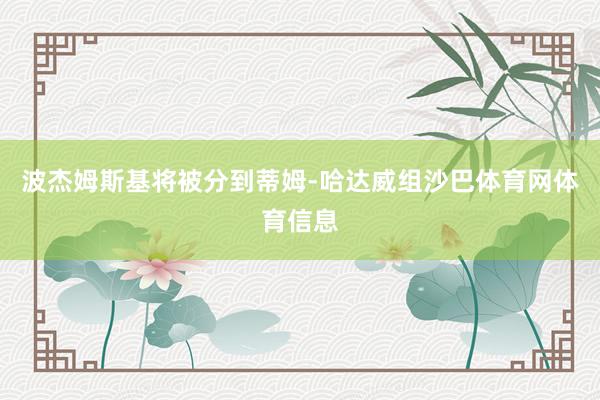 波杰姆斯基将被分到蒂姆-哈达威组沙巴体育网体育信息