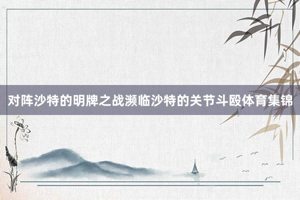 对阵沙特的明牌之战濒临沙特的关节斗殴体育集锦