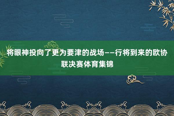 将眼神投向了更为要津的战场——行将到来的欧协联决赛体育集锦