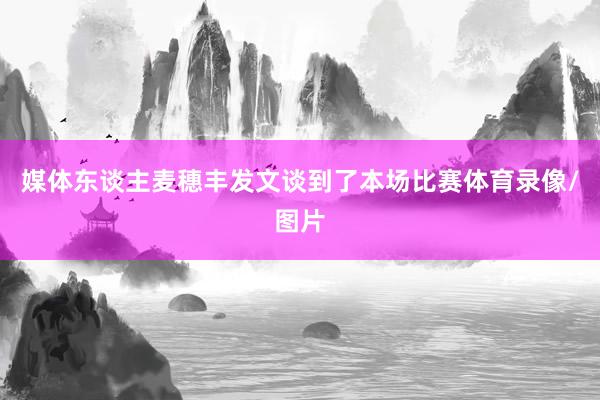 媒体东谈主麦穗丰发文谈到了本场比赛体育录像/图片