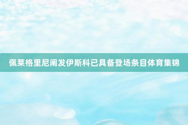 佩莱格里尼阐发伊斯科已具备登场条目体育集锦